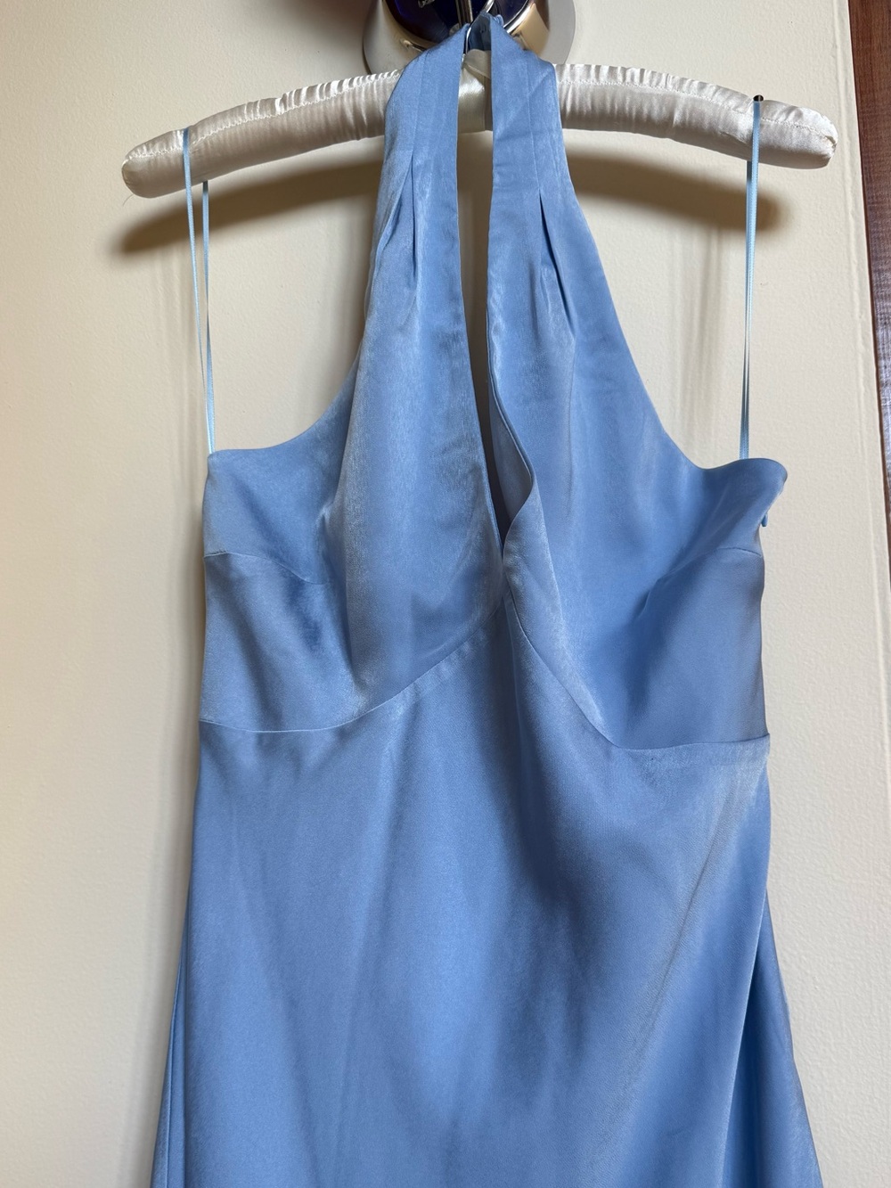 Women's Light Blue Maxi Dress - Halter Neck